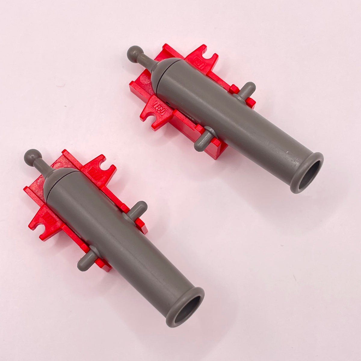 LEGO Cannons with Base, Old Dark Grey and Red, Minifigure Accessories, 2 Pieces