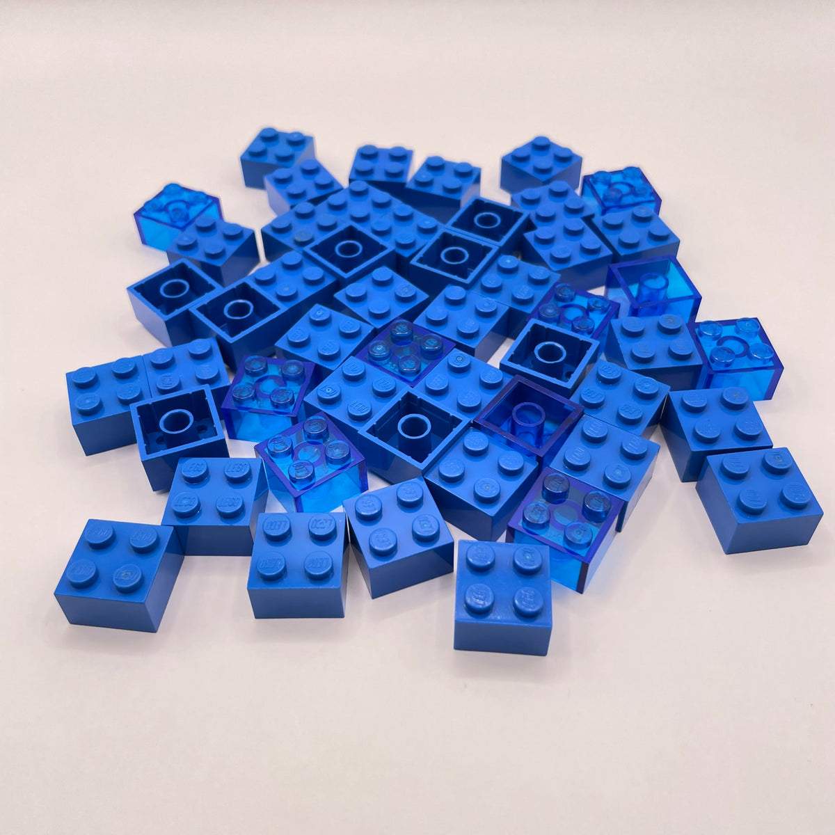 LEGO Bricks, 2x2, Mixed Blue, 50 Pieces