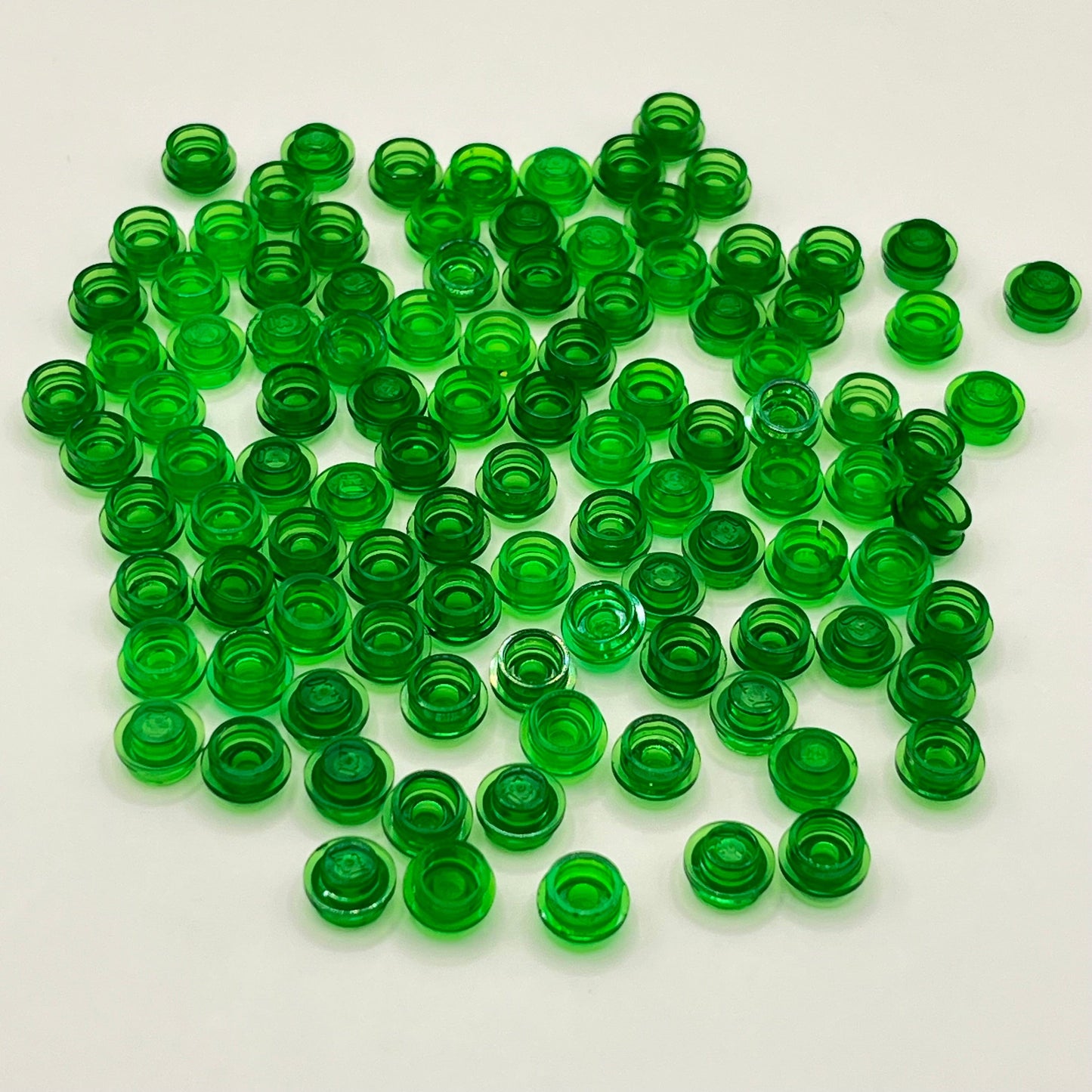 LEGO 1x1 Round Trans-Green, Plate Transparent (100 Pieces)