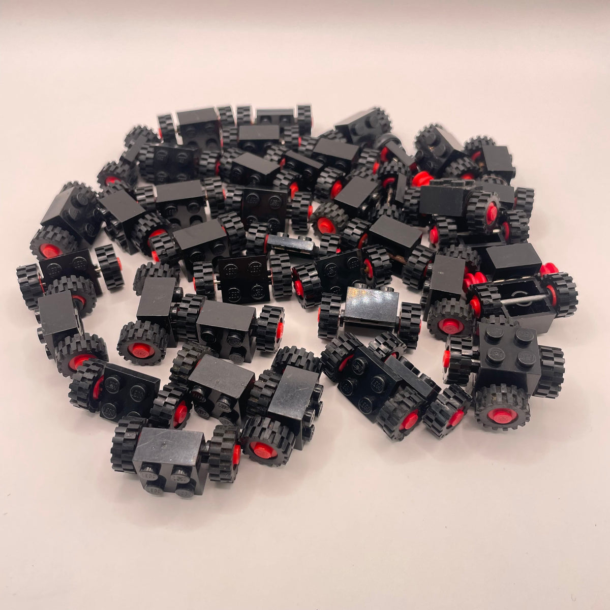 LEGO Vintage Wheels on Black, Rusty, Approx.150g