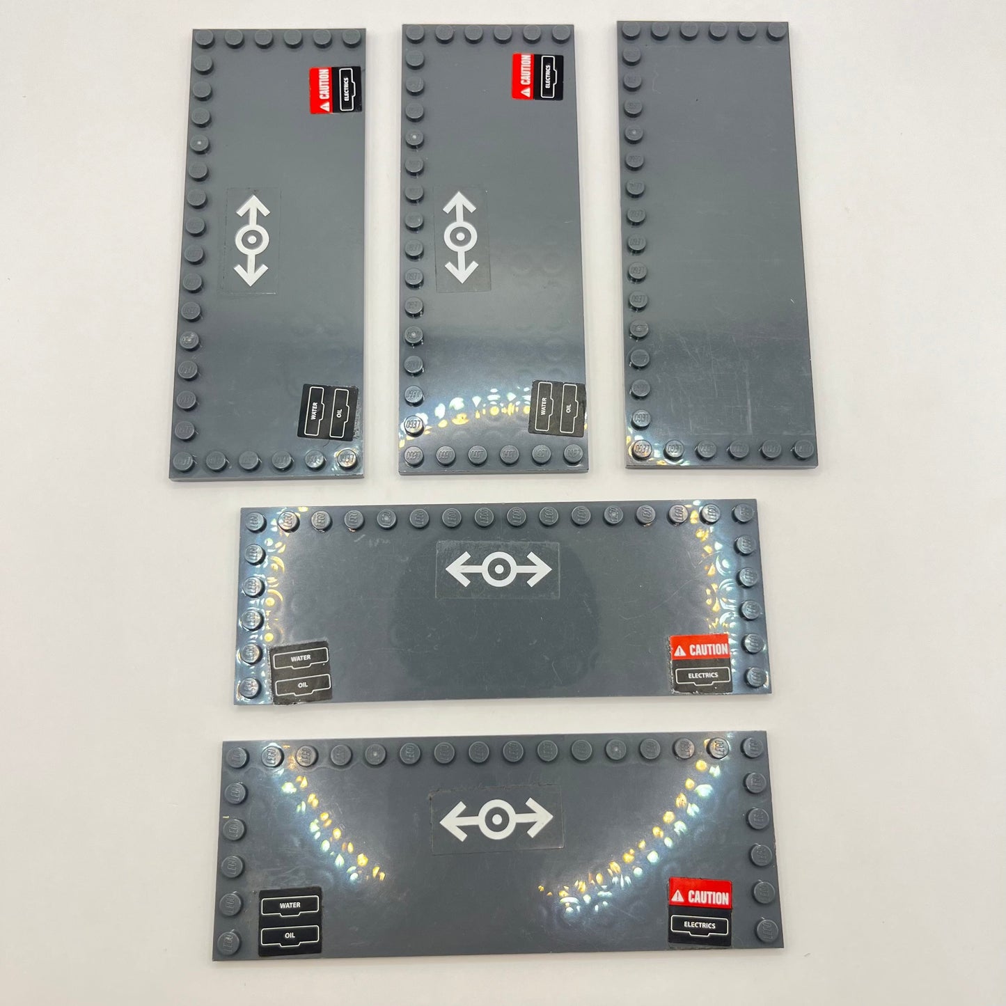 LEGO Modified Plates 6x16, Dark Bluish Grey, 5 pieces, worn stickers