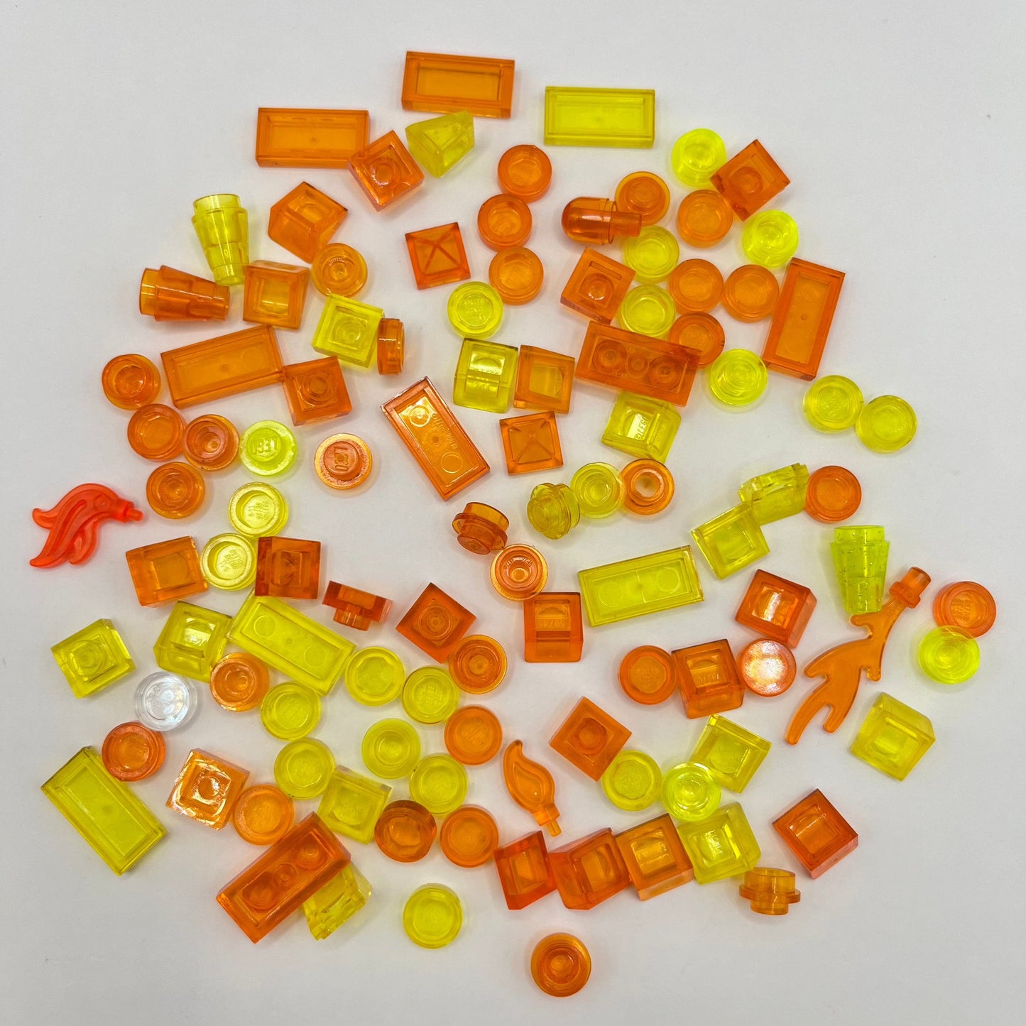 LEGO Yellow and Orange Transparent, Mixed Pieces, (100 Pieces)