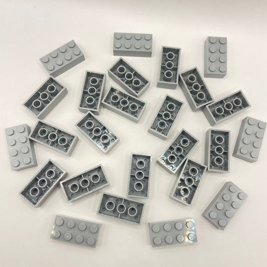 LEGO 2 x 4 Bricks, Light Bluish Grey, 25 Pieces