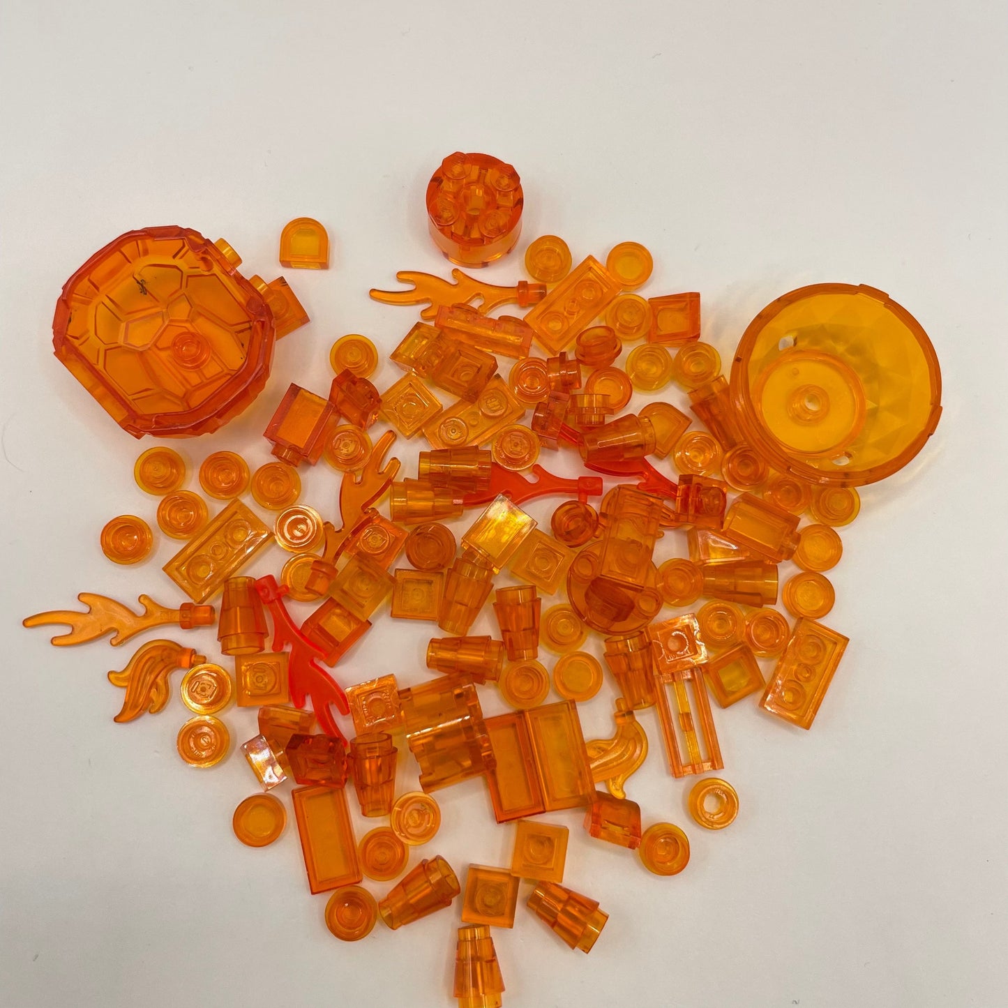LEGO Transparent Orange, Mixed Pieces with Flames, (100 Pieces)