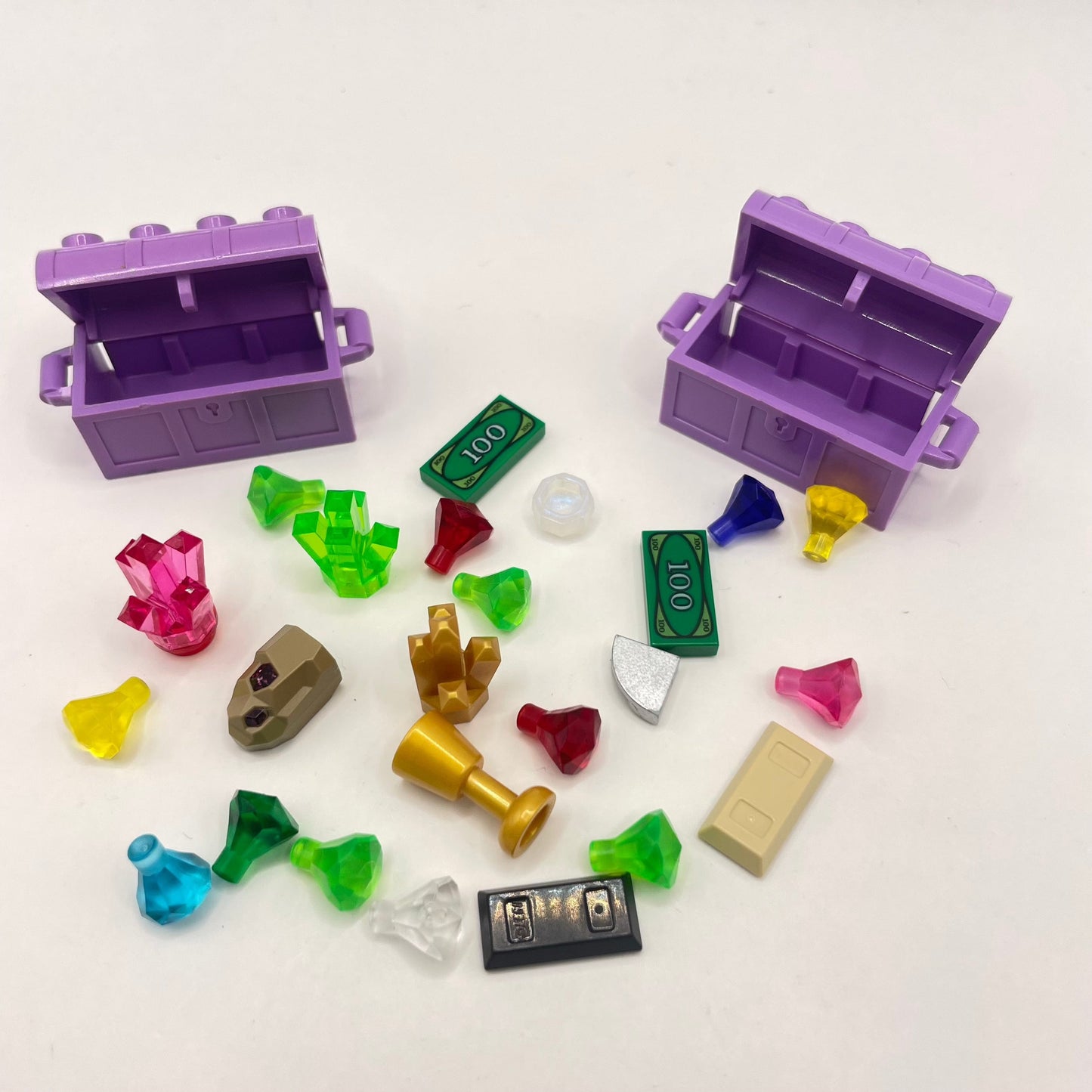 LEGO Treasure Chests, Gem Stones, Gold, Mixed Pieces, (25 Pieces)