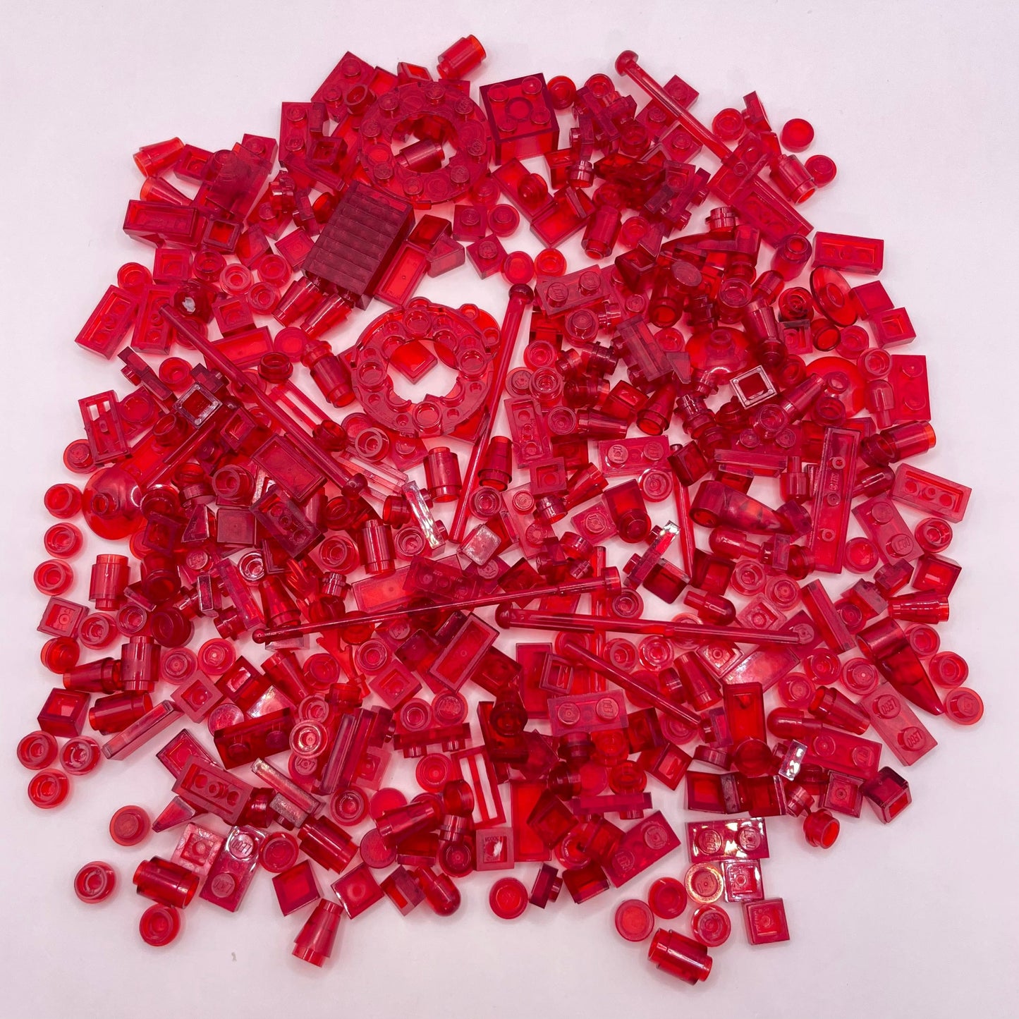 LEGO Mixed Trans-Red, Mixed Pieces, Approx. 100g