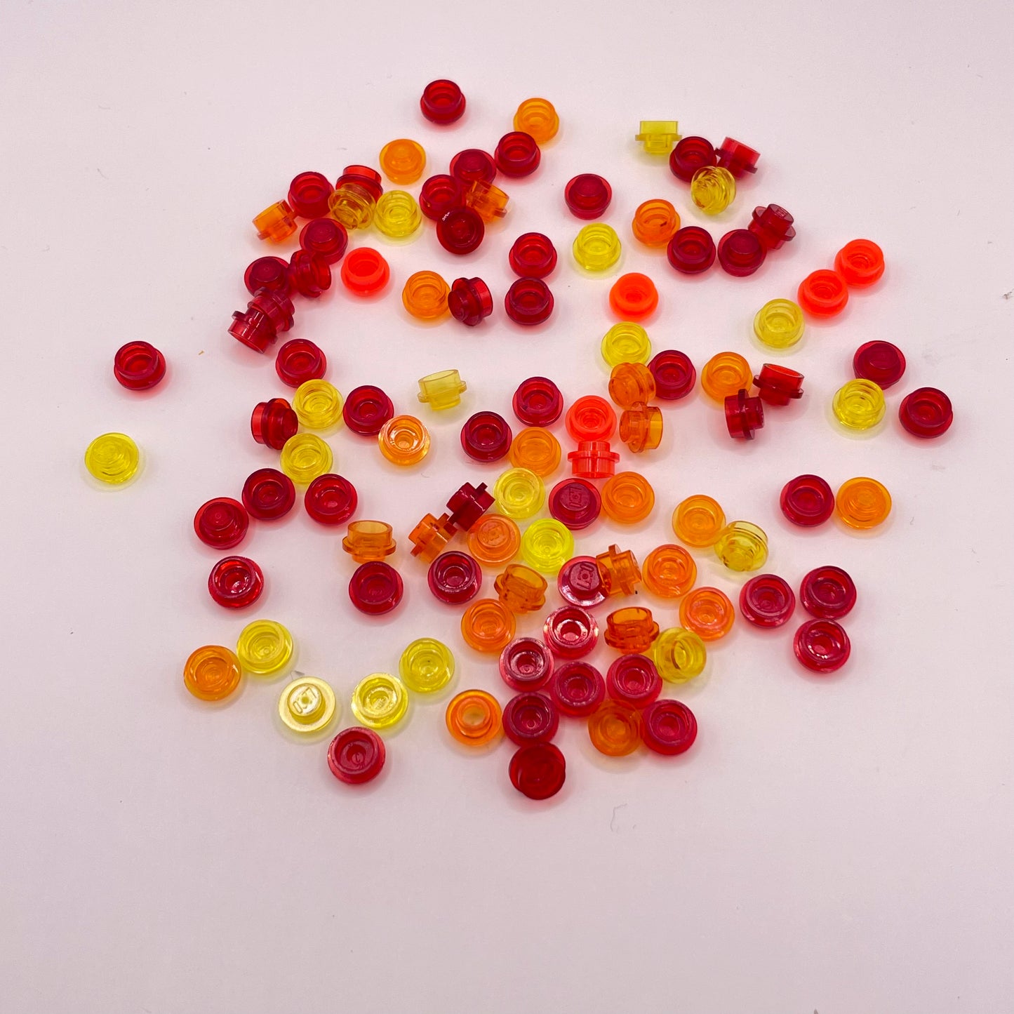 LEGO Plates Round 1x1, Transparent, Sunset, 100 Pieces