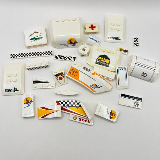 LEGO Prints and Stickers, White Vehicles, 25 Pieces