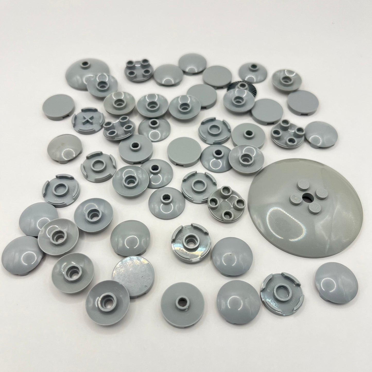 LEGO Light Bluish Grey, Round Tiles and Dishes, Approx. 20g