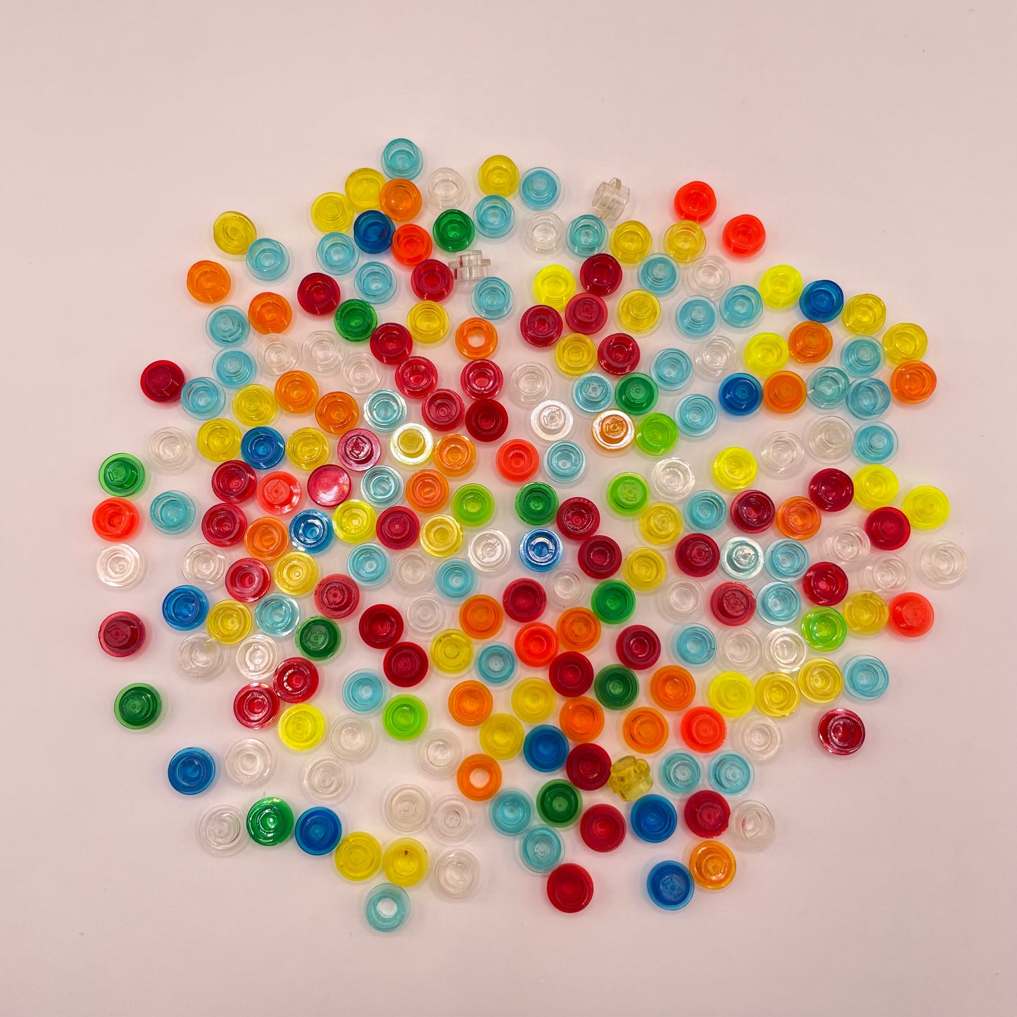LEGO Mixed Colours, Transparent, 1x1 Round, (200 Pieces)