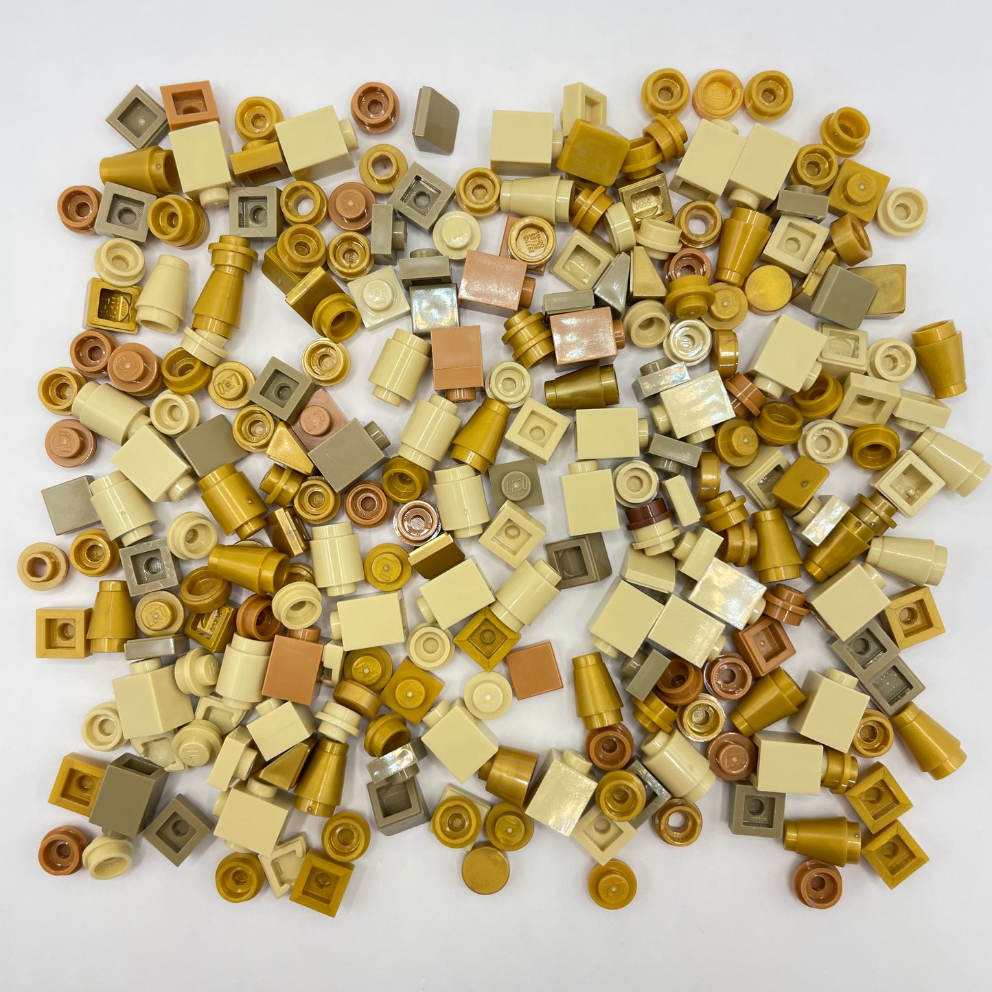 LEGO Greebling, 1x1, Tan and Gold, Approx. 45g