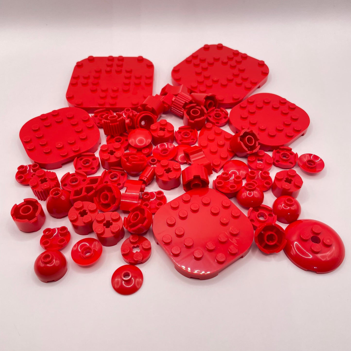 LEGO Round, Mixed Pieces, Red, Approx. 75g