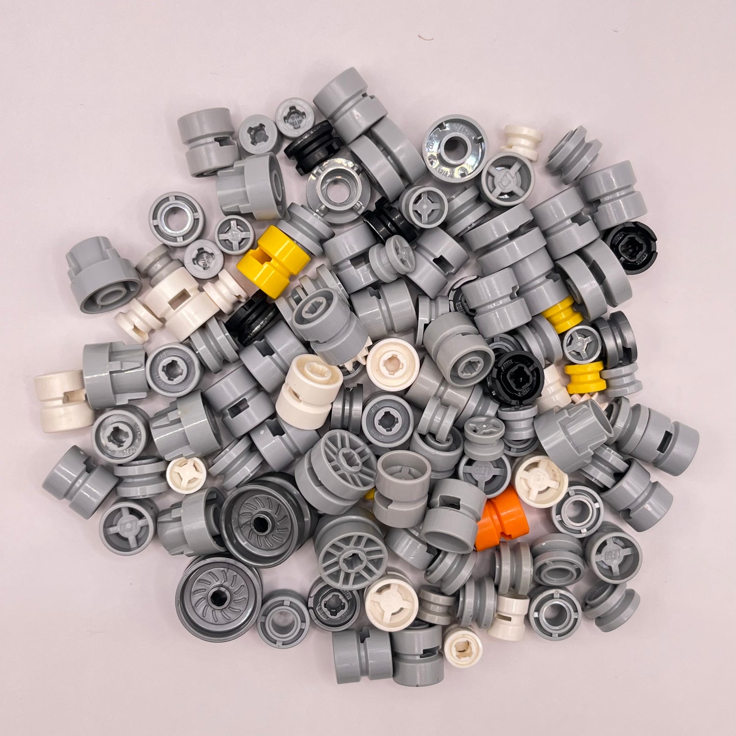 LEGO Small Mixed Wheel Hubs, Mixed Colours, Vehicle Pieces, Approx. 50g