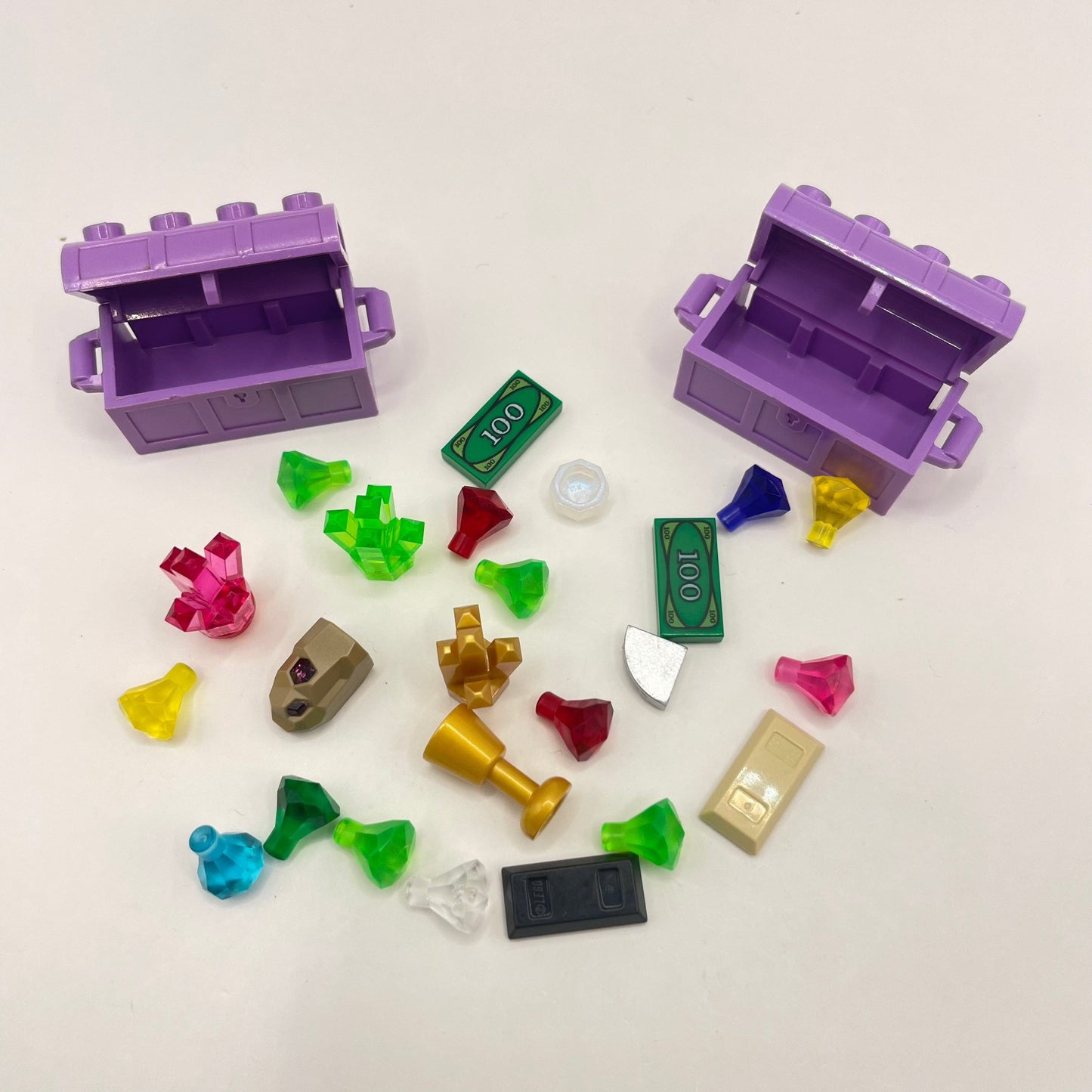 LEGO Treasure Chests, Gem Stones, Gold, Mixed Pieces, (25 Pieces)