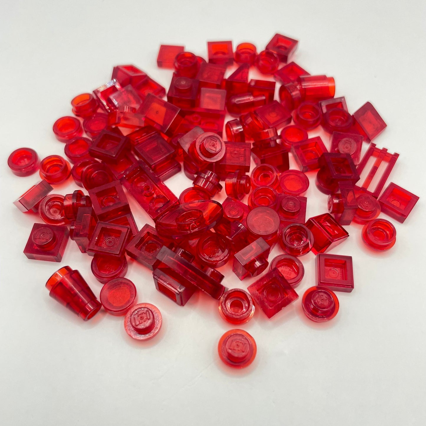 LEGO Transparent Red, Mixed Pieces, (100 Pieces)
