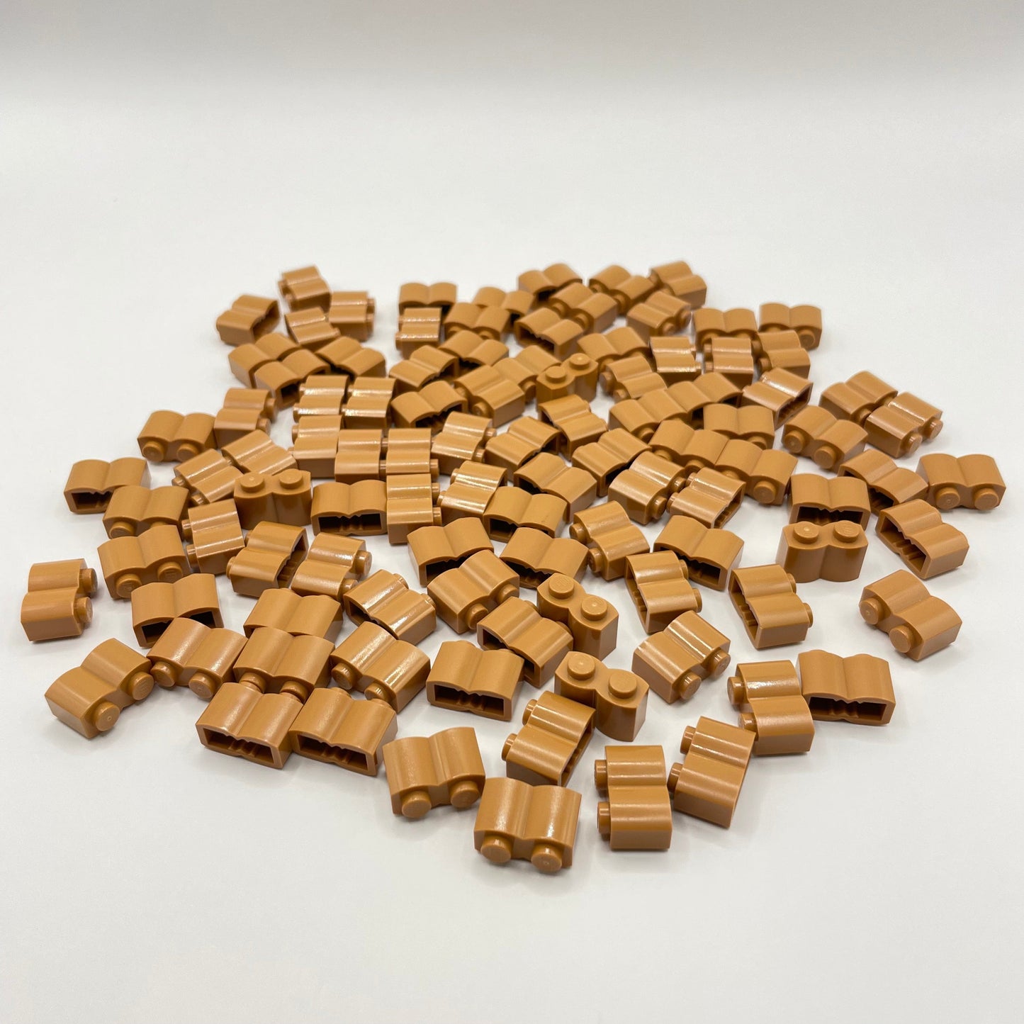 LEGO Medium Nougat 1 x 2 Brick, Log Profile, Building, 100 Pieces (30136)