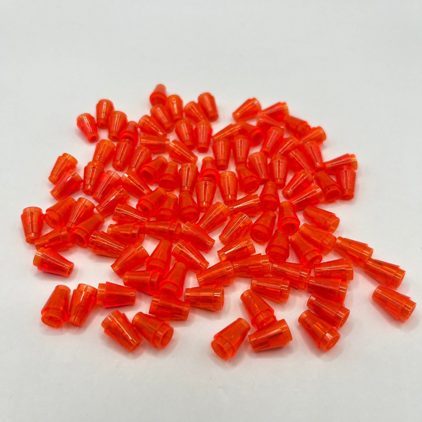 LEGO 1x1 Cone, Transparent Fluro Orange, 100 Pieces