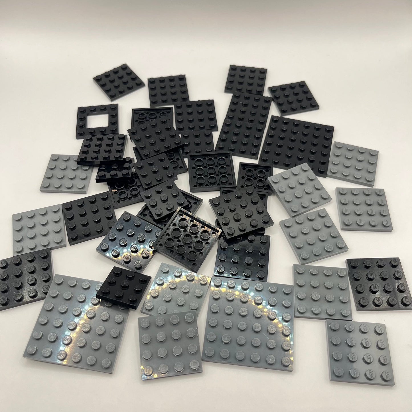 LEGO Black and Dark Bluish Grey, Square Plates, Approx. 90g