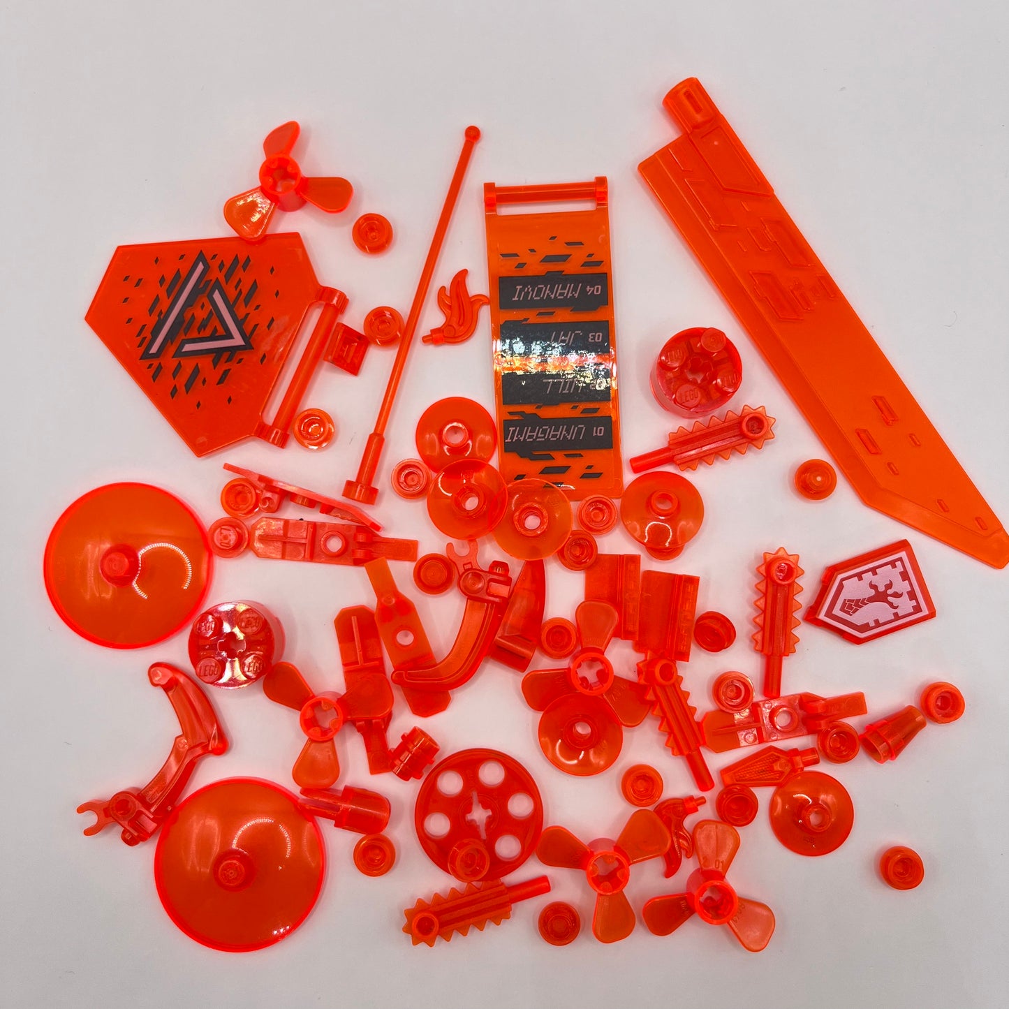 LEGO Fluro Orange, Transparent, Mixed Pieces, Approx. 30g
