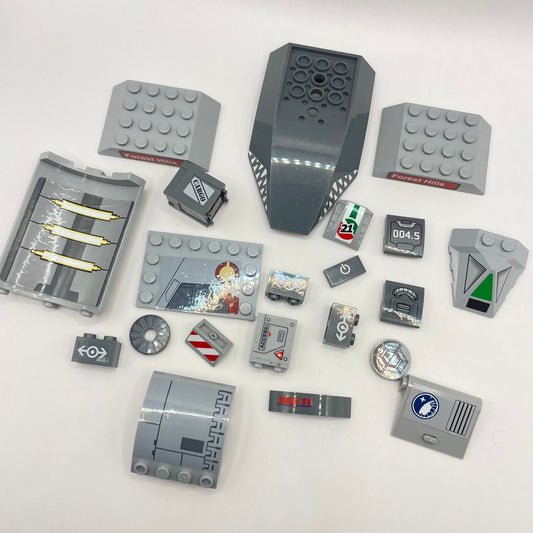 LEGO Prints and Stickers, Grey Vehicles, 15 Pieces