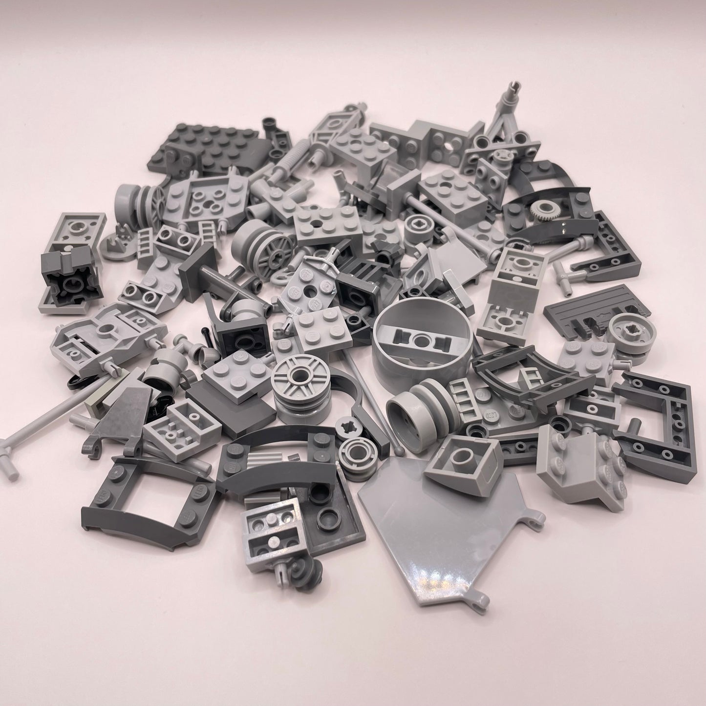 LEGO Vehicle Pieces, Mixed Bluish Grey, Approx. 100g