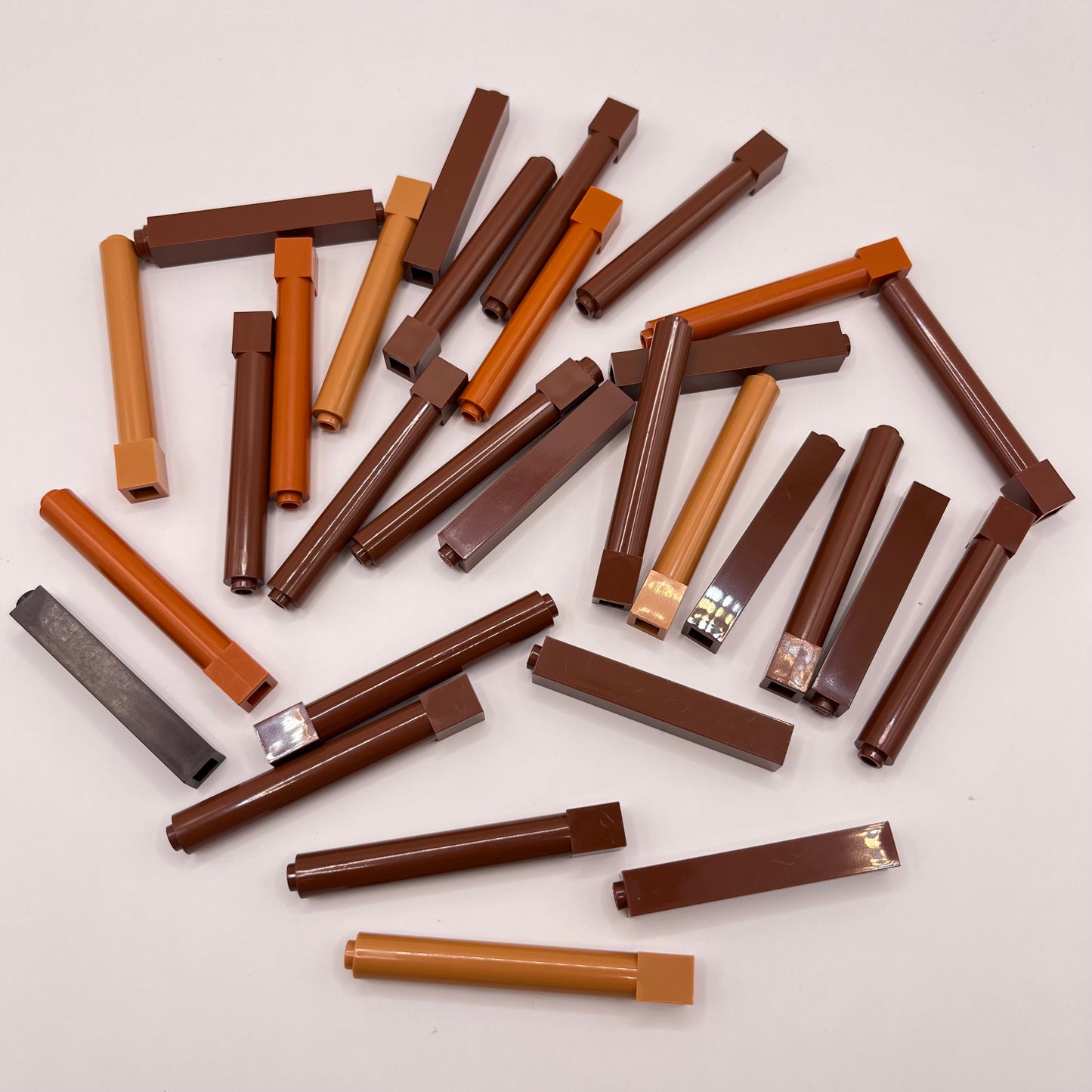 LEGO Pillars and Posts, Building Pieces, Mixed Brown, Approx. 60g