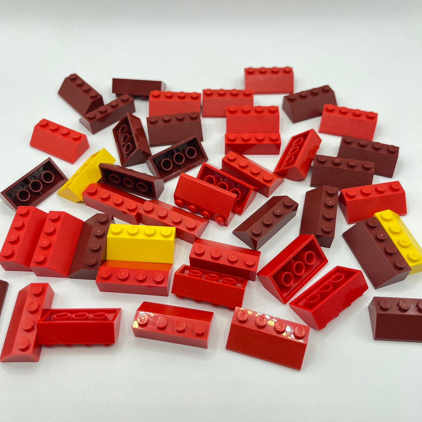 LEGO Reds and Yellows, 2 x 4 Slopes, Approx. 80g