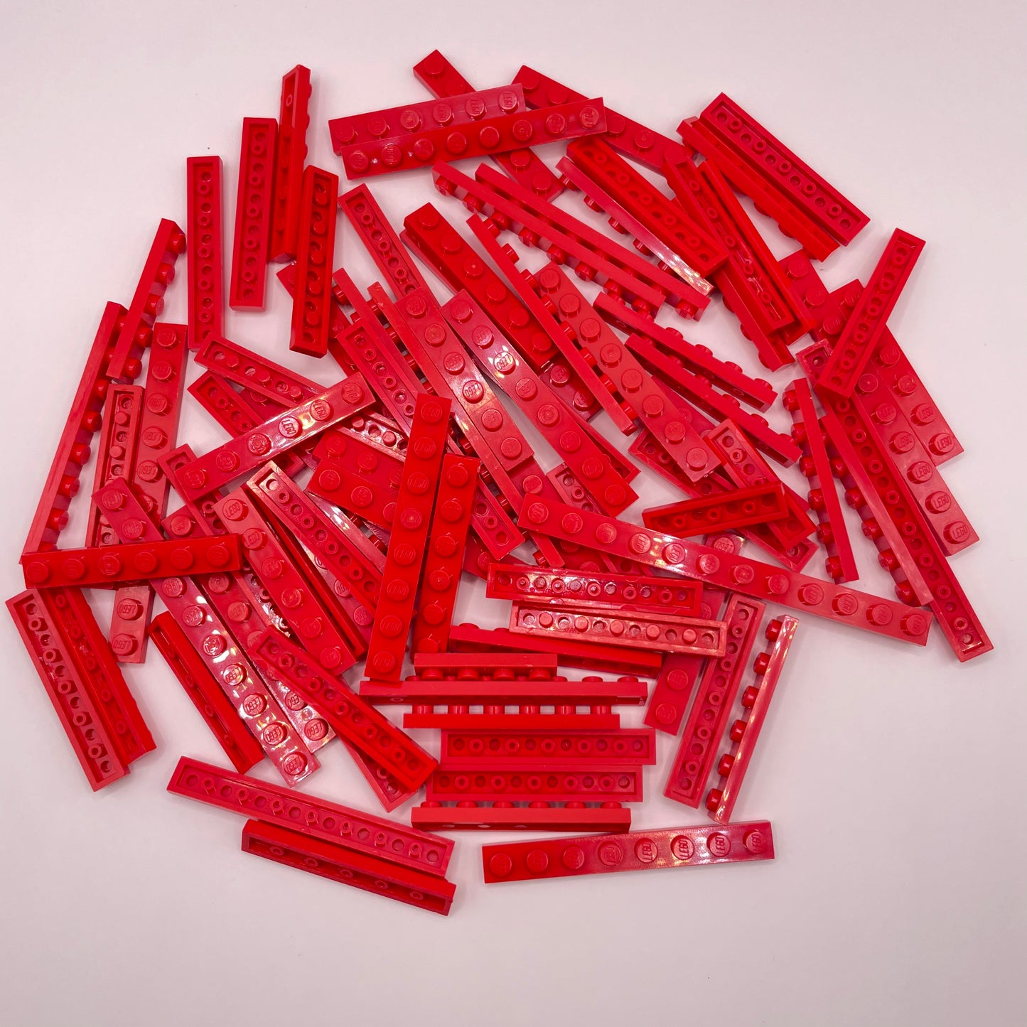 LEGO Plates, 1x Wide, Long, Red, Approx. 90g