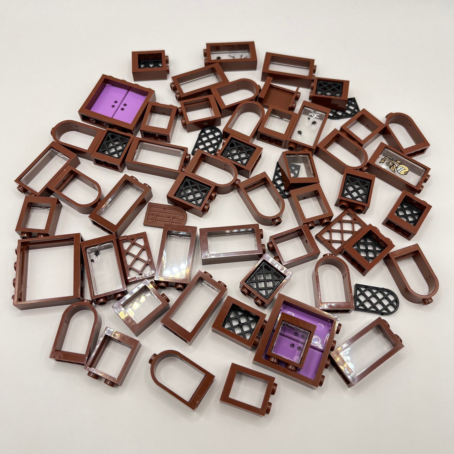 LEGO Windows and Inserts, Building, Reddish Brown, Approx. 70g