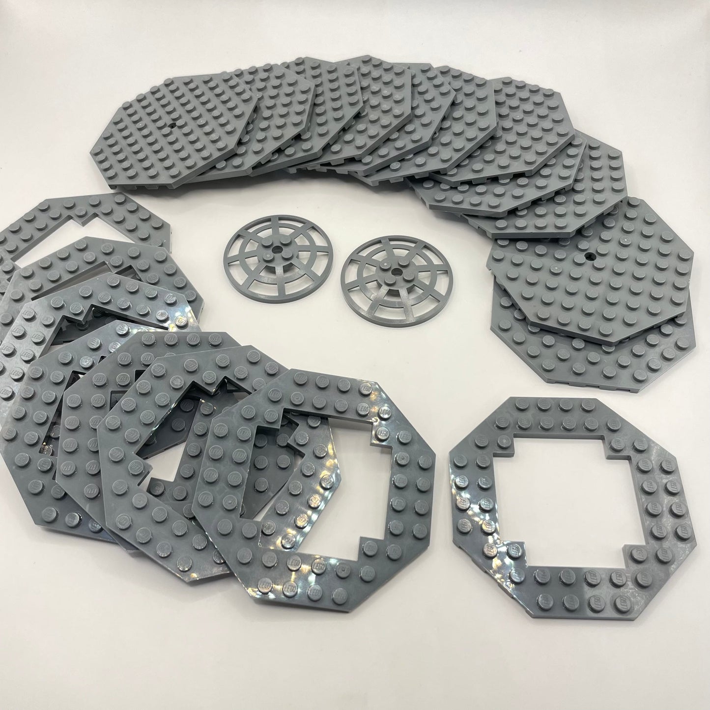 LEGO Plates, Octagon and Dish, Dark Bluish Grey, 21 Piece