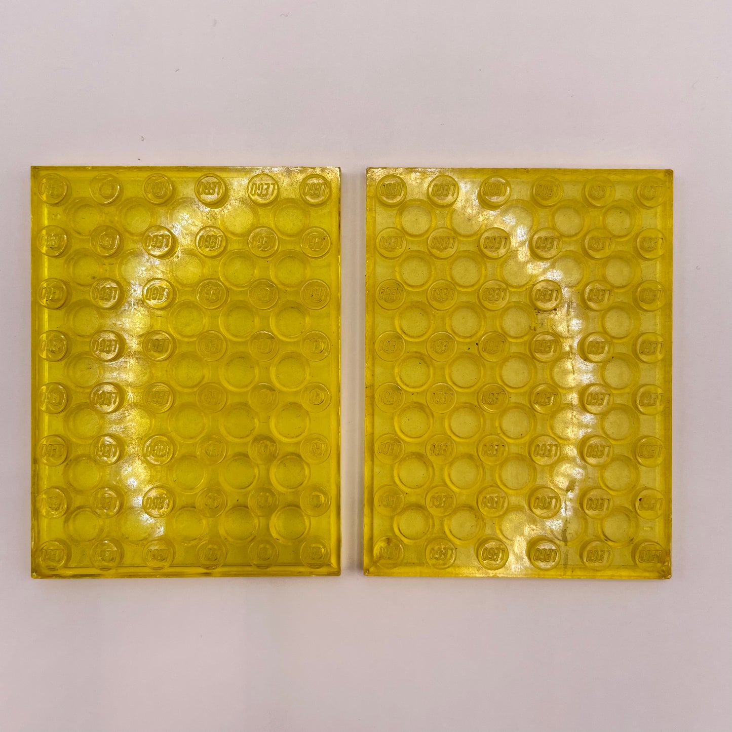 LEGO Plates, 8x6, Transparent Yellow, Space, 2 Pieces, marked