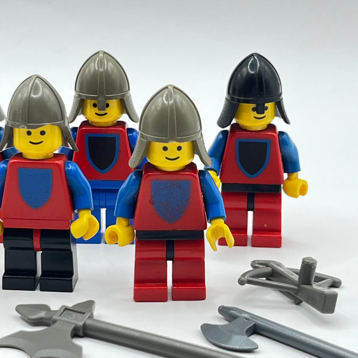 LEGO Knights with Faded Print, Castle, Minifigures (Set of 7) - Marked, Battle Damaged