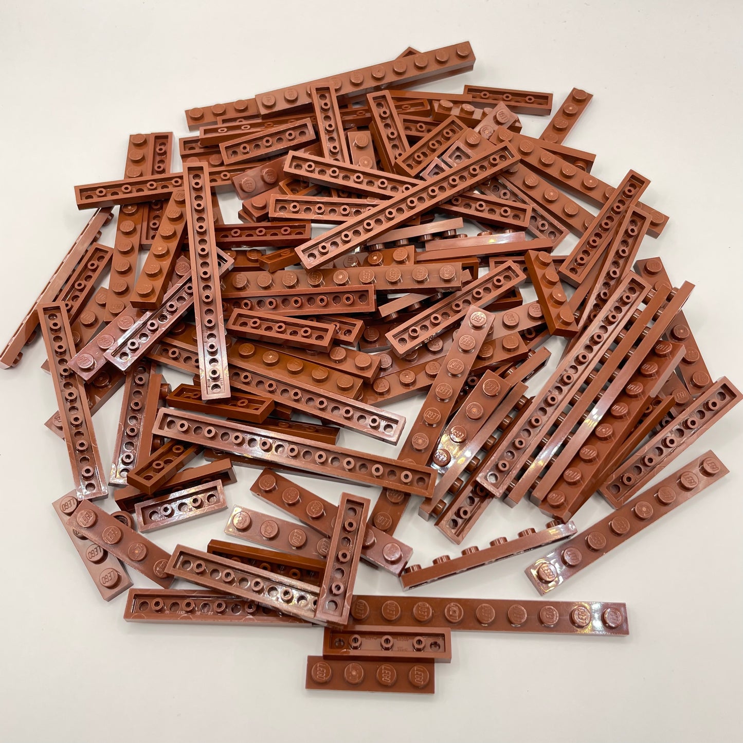 LEGO Plates, 1x Wide, Long, Reddish Brown, Approx. 110g