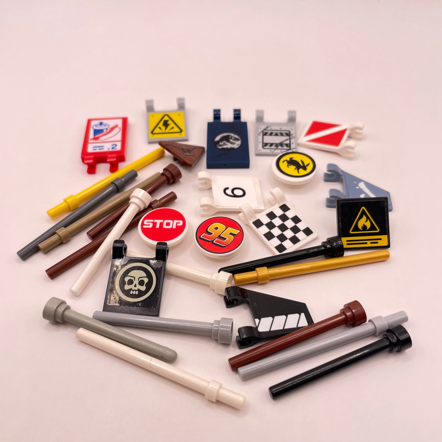 LEGO Mixed Printed and Stickered Flags / Poles, 30 Pieces