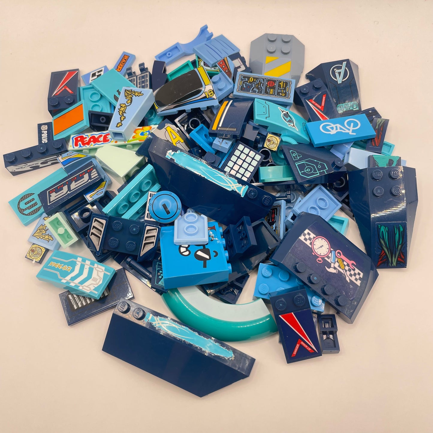 LEGO Mixed Stickers Pieces, Mixed Blues, Approx. 120g