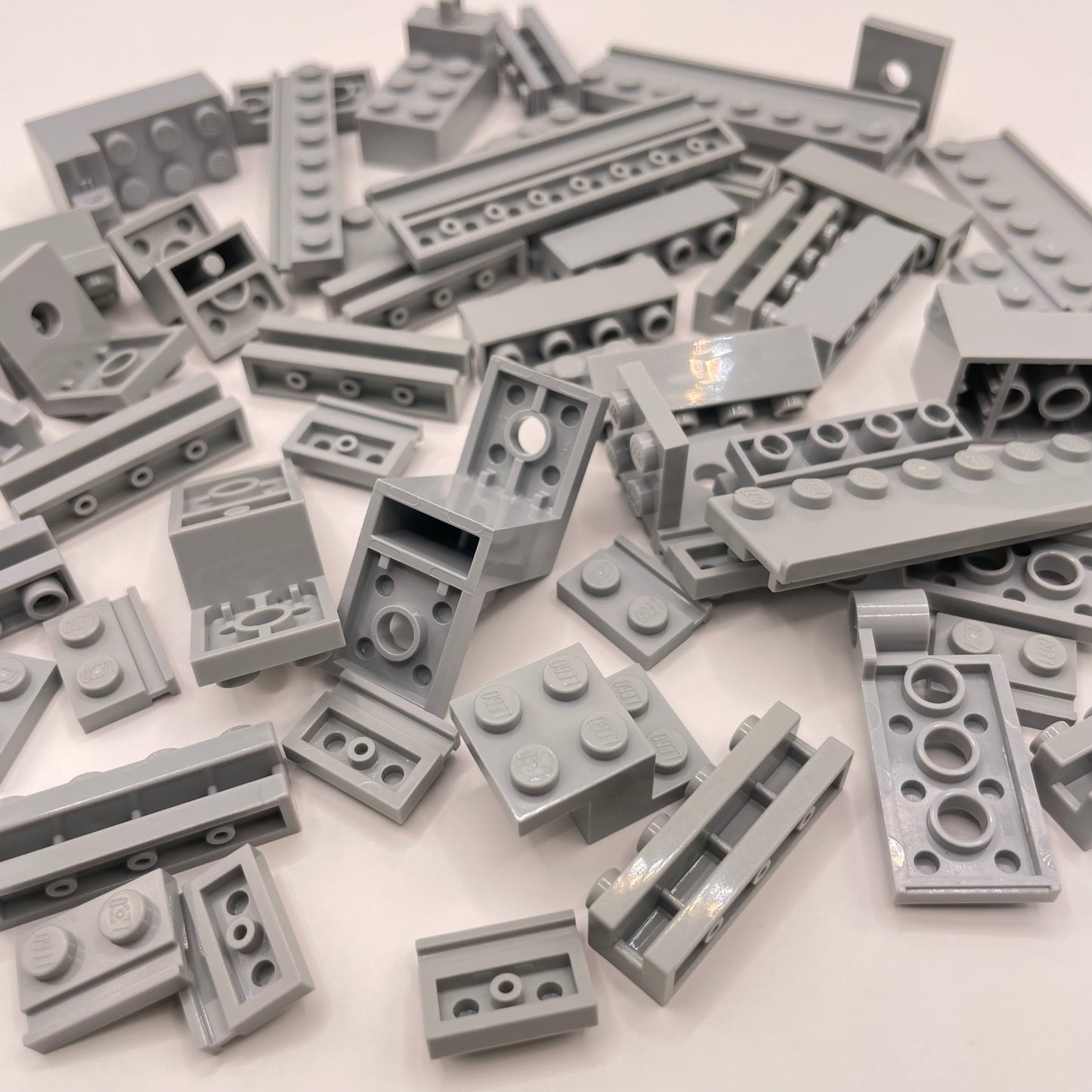LEGO Modified Plates and Bricks, Light Bluish Grey, Approx. 70g