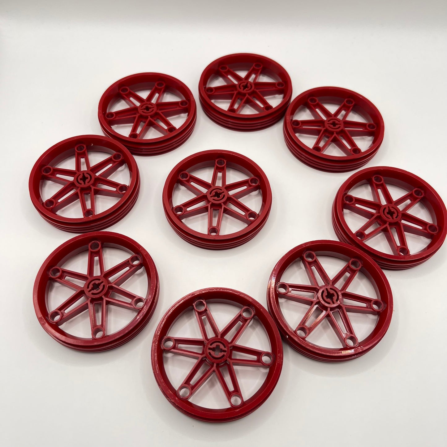 LEGO Motorcycle Wheel, 61.6 x 13.6, Dark Red, Vehicle, 9 Pieces,