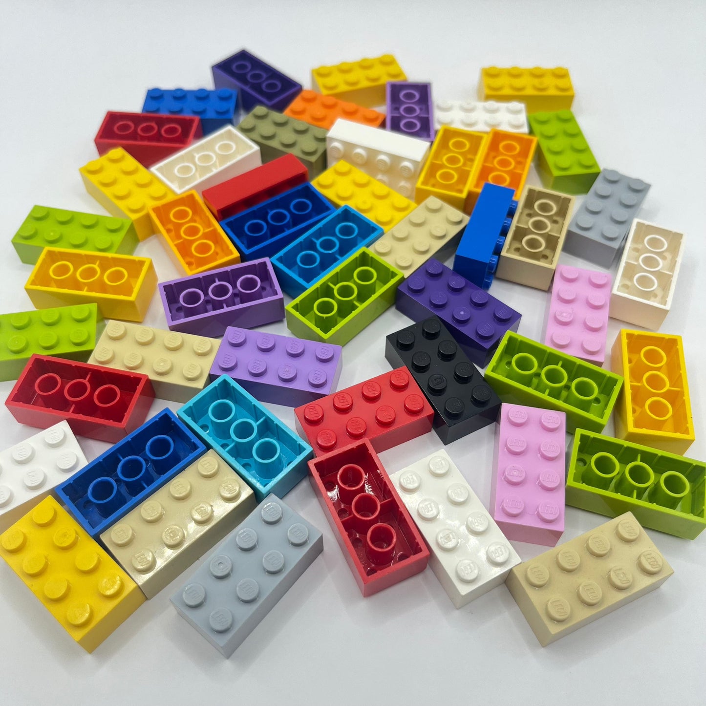 LEGO 2 x 4 Bricks, Mixed Colours, 50 Pieces