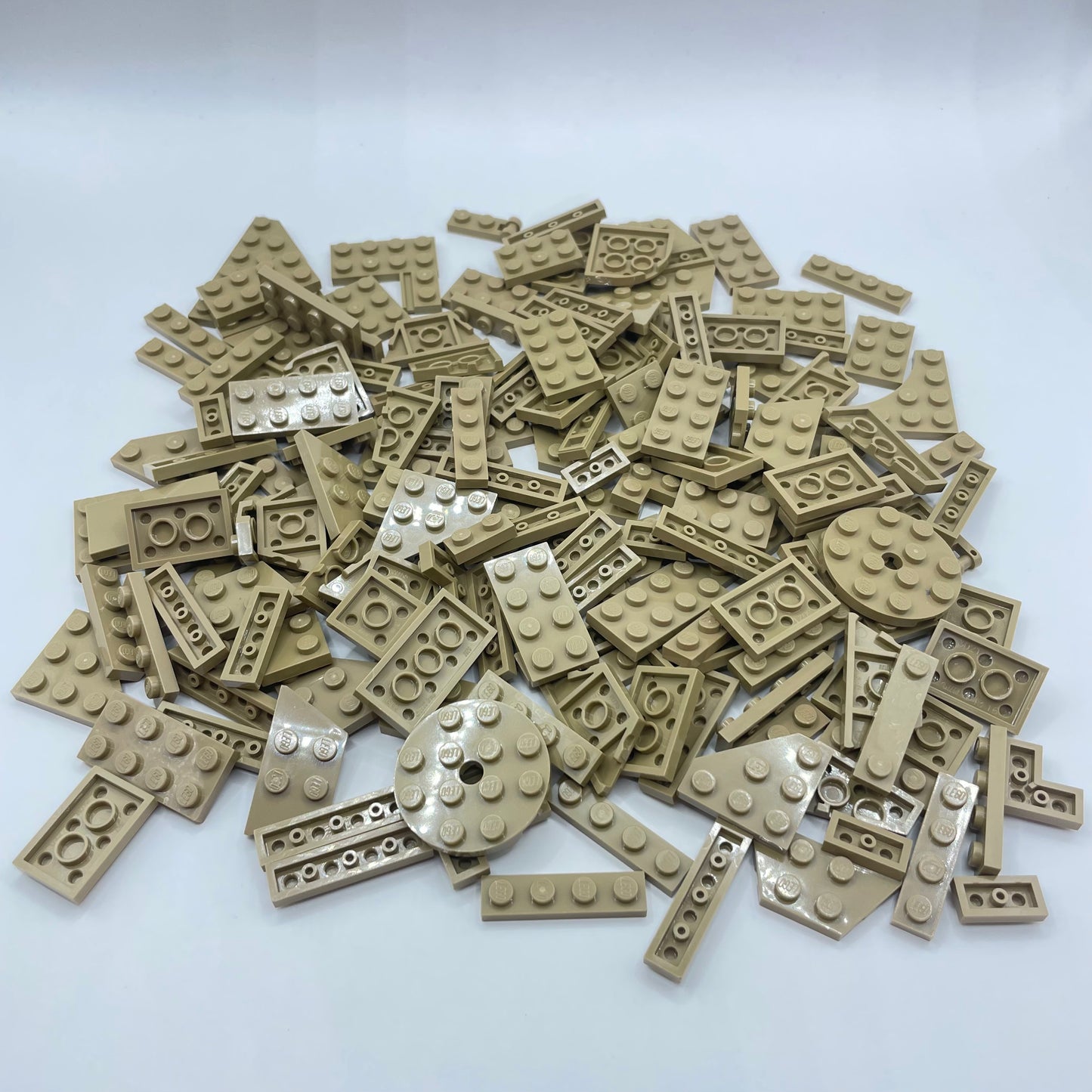 LEGO Small Plates, Dark Tan, Approx. 125g