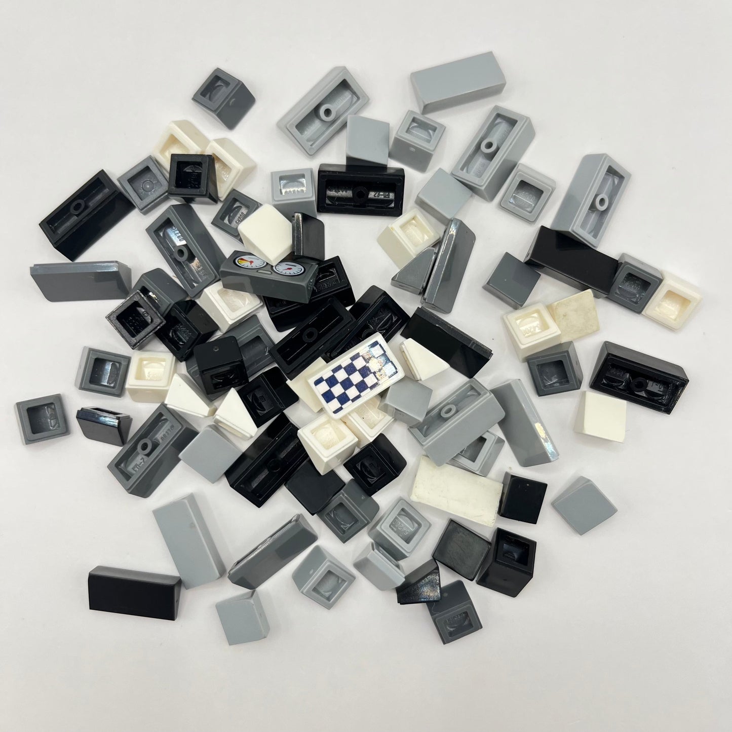 LEGO 1x1x2/3 Slope 30, Black, White and Grey, Approx. 75g Cheese Decoration