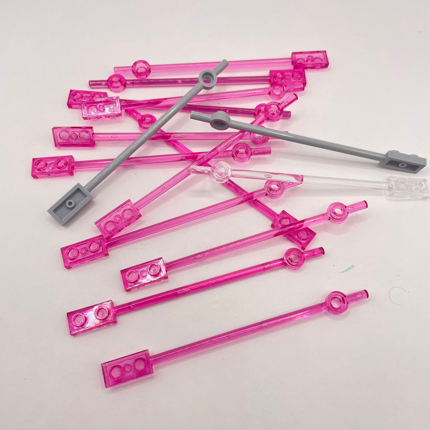LEGO Long Bars, Mixed Colours, Trans Pink, 15 Pieces