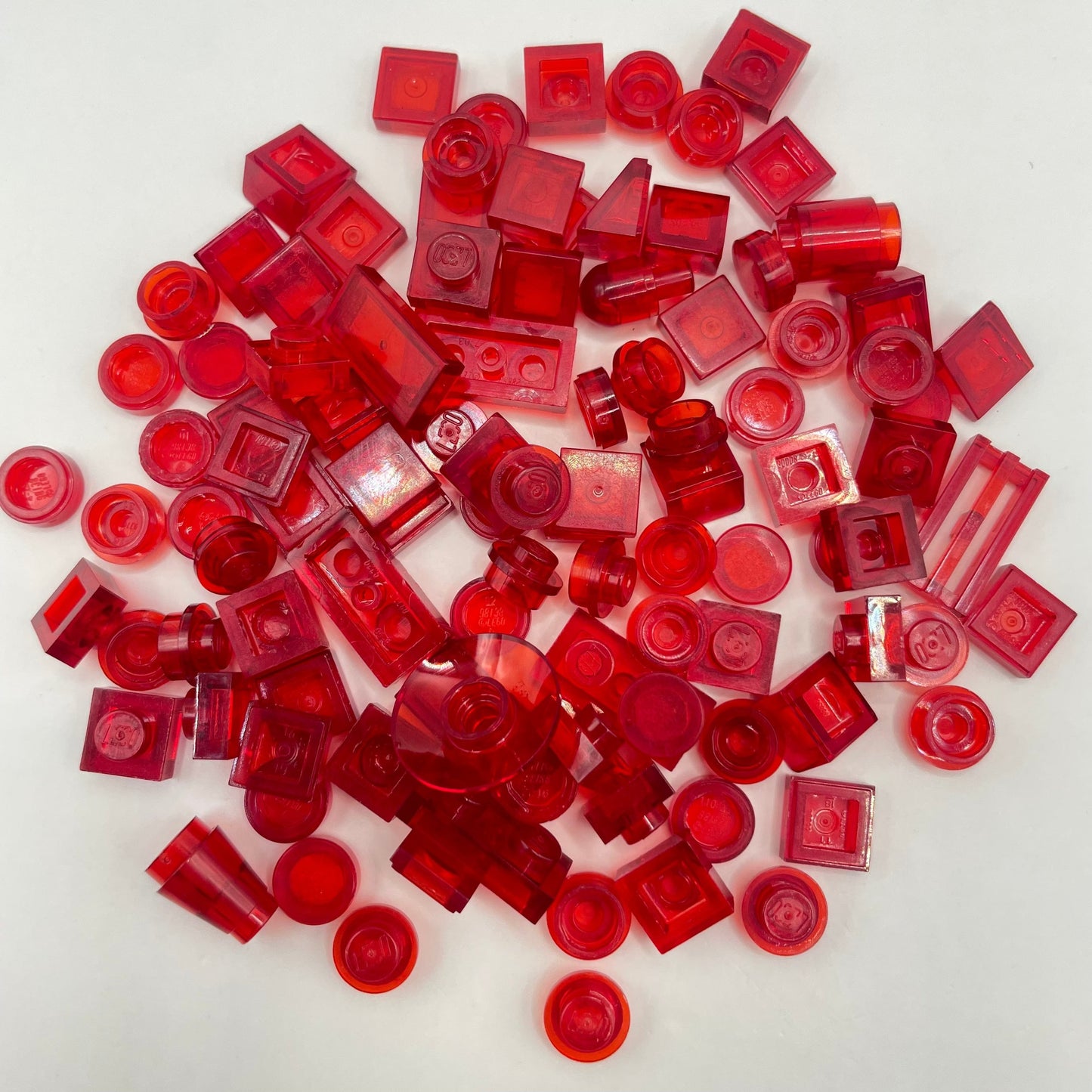LEGO Transparent Red, Mixed Pieces, (100 Pieces)