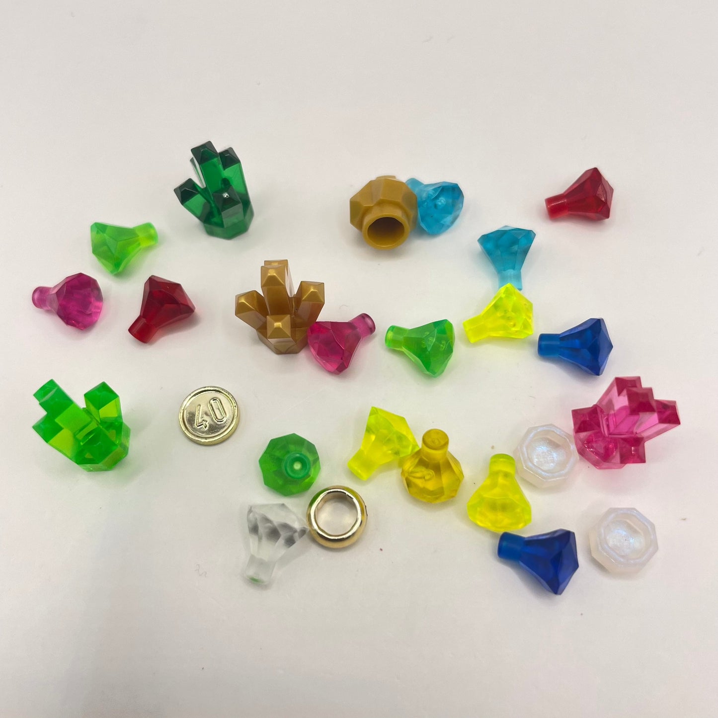 LEGO Treasure, Gem Stones, Gold, Mixed Pieces, (25 Pieces)