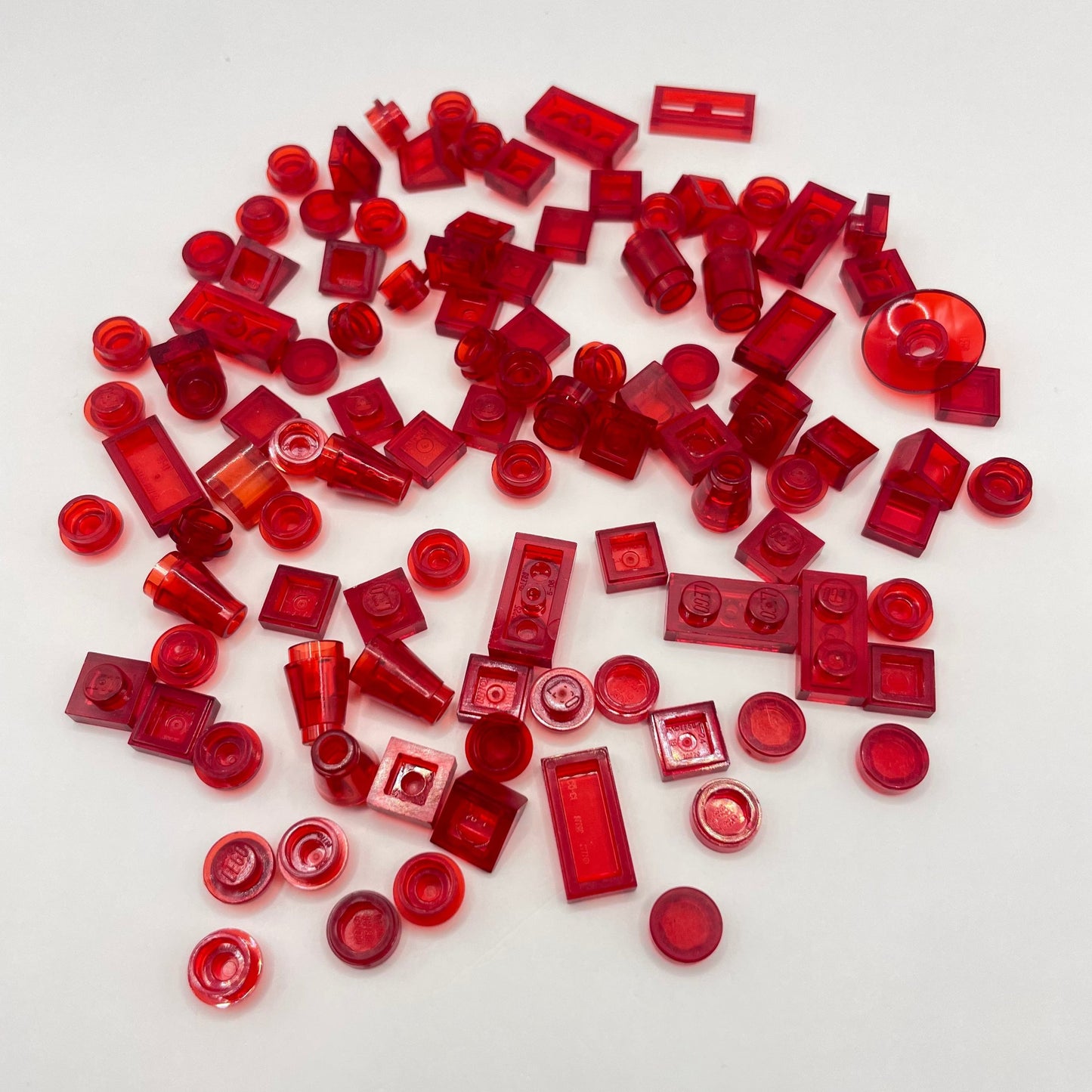 LEGO Transparent Red, Mixed Pieces, (100 Pieces)
