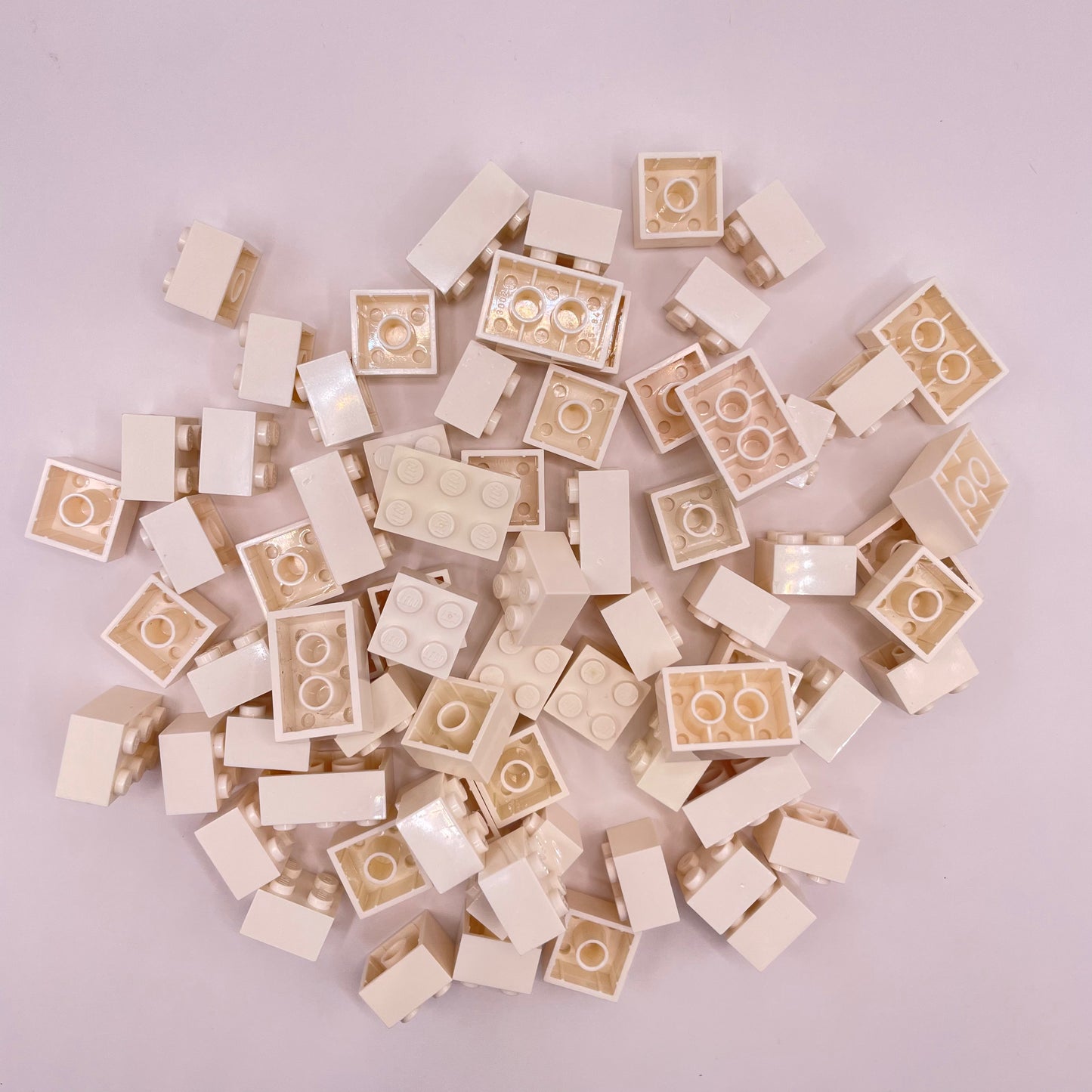 LEGO Bricks, Short, 2x Wide, White, Approx. 100g