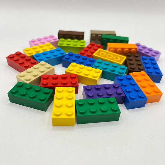 LEGO 2 x 4 Bricks, Mixed Colours, 25 Pieces