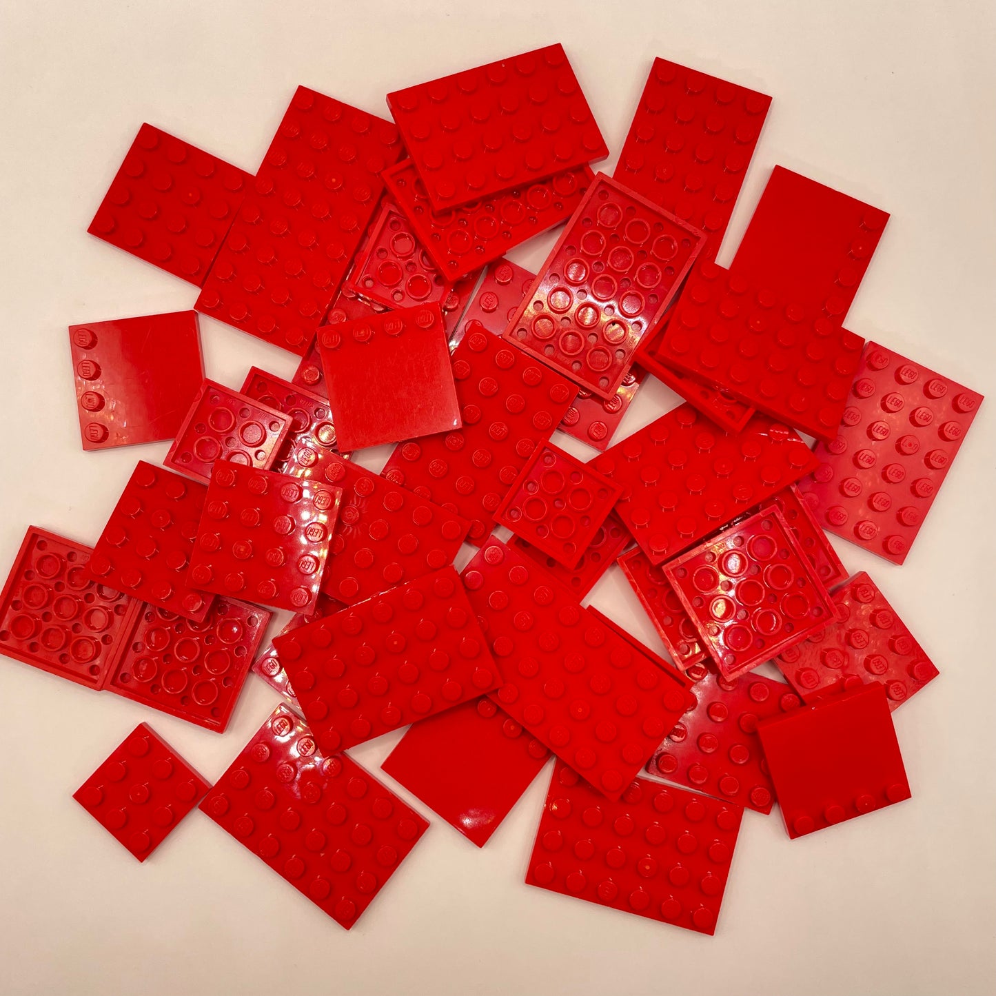 LEGO Medium Plates, Red, Approx. 100g