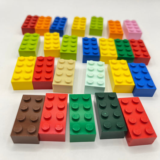 LEGO 2 x 4 Bricks, Mixed Colours, 25 Pieces