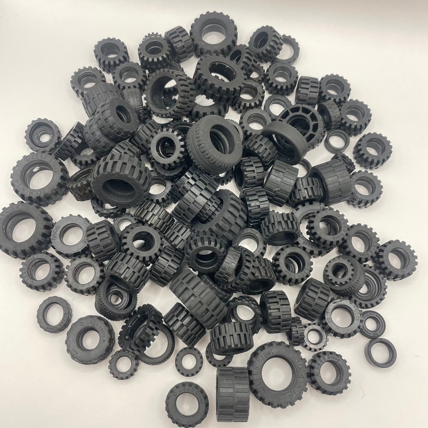 LEGO Small and Medium Tyres, Approx. 250g GBC