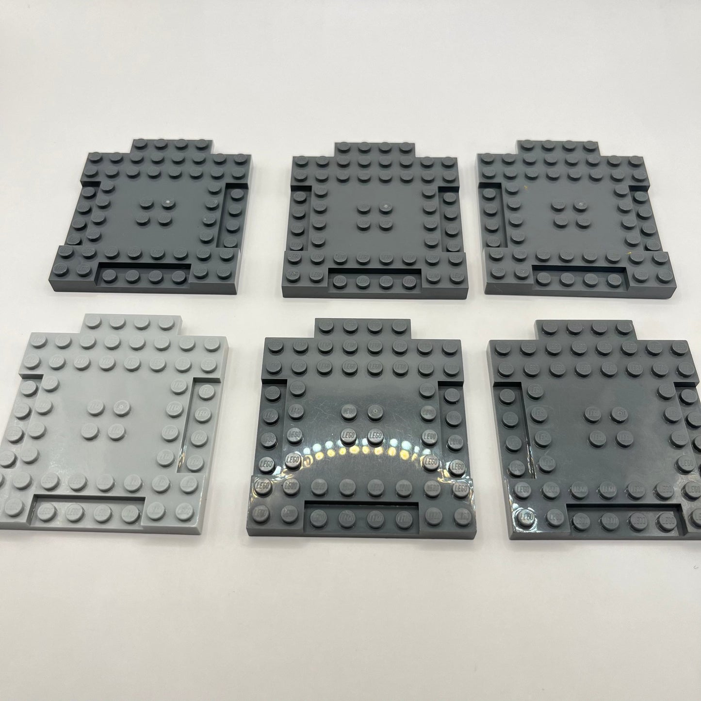 LEGO Modified Plates 8x8, Mixed Grey, 6 pieces